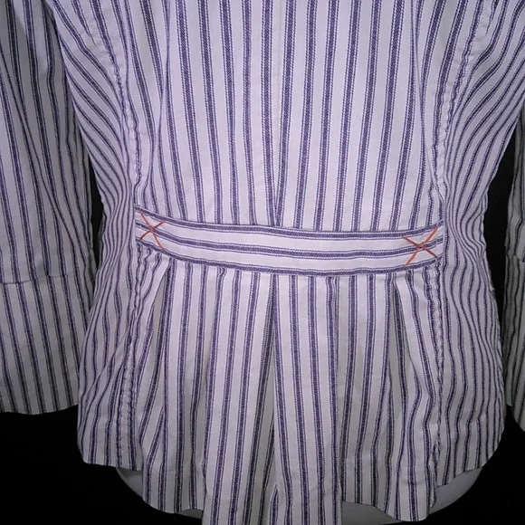 Gorgeous Vintage cabi Spring 2008 Nautical Navy & White Ticking Blazer - Picture 9 of 13